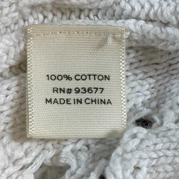 STYLUS Open Knit White Spring Summer Cotton Sweater-Top Cover-up Sz L #340B - Picture 7 of 8